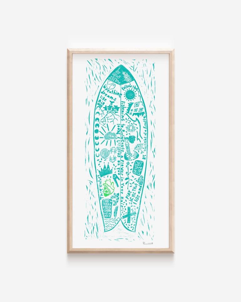 Original Illustration Beach Printmaking by Valerie Perreault