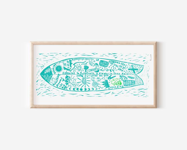 Original Illustration Beach Printmaking by Valerie Perreault