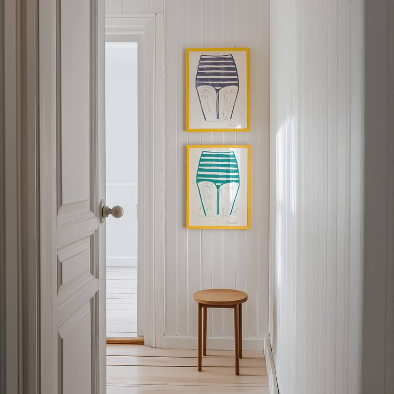 Original tropical Beach Printmaking by Valerie Perreault