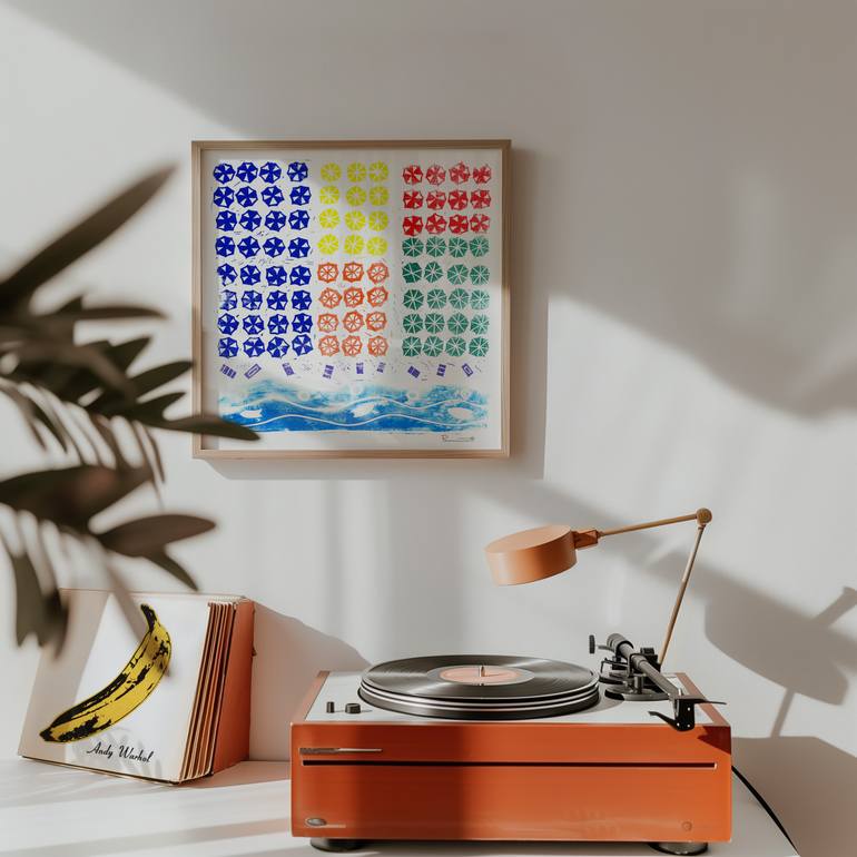 Original Illustration Beach Printmaking by Valerie Perreault