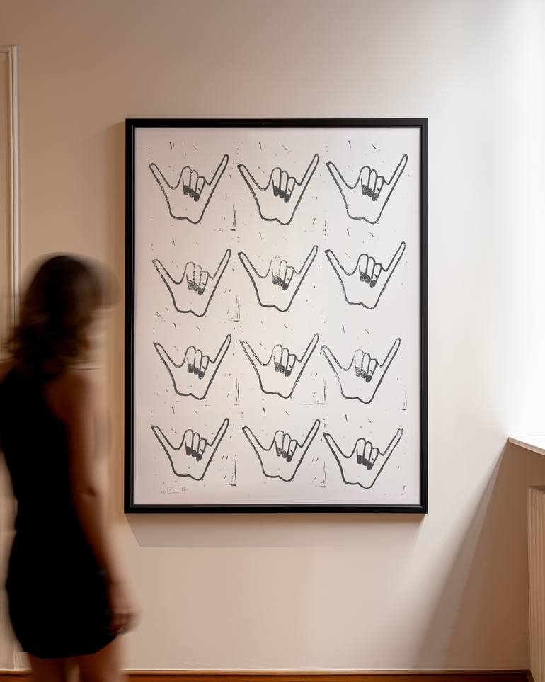 Original Illustration Beach Printmaking by Valerie Perreault