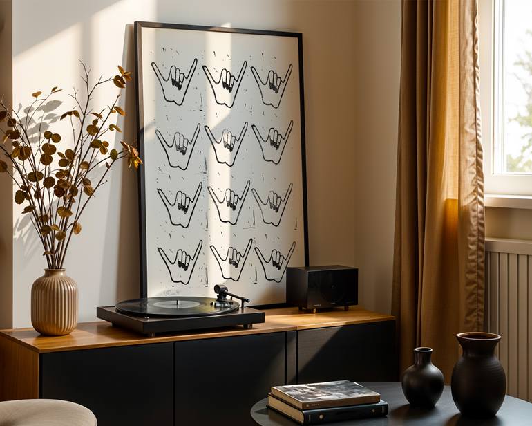 Original Illustration Beach Printmaking by Valerie Perreault