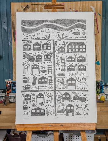 Beach Road (on handmade white Washi paper) - Limited Edition of 100 thumb