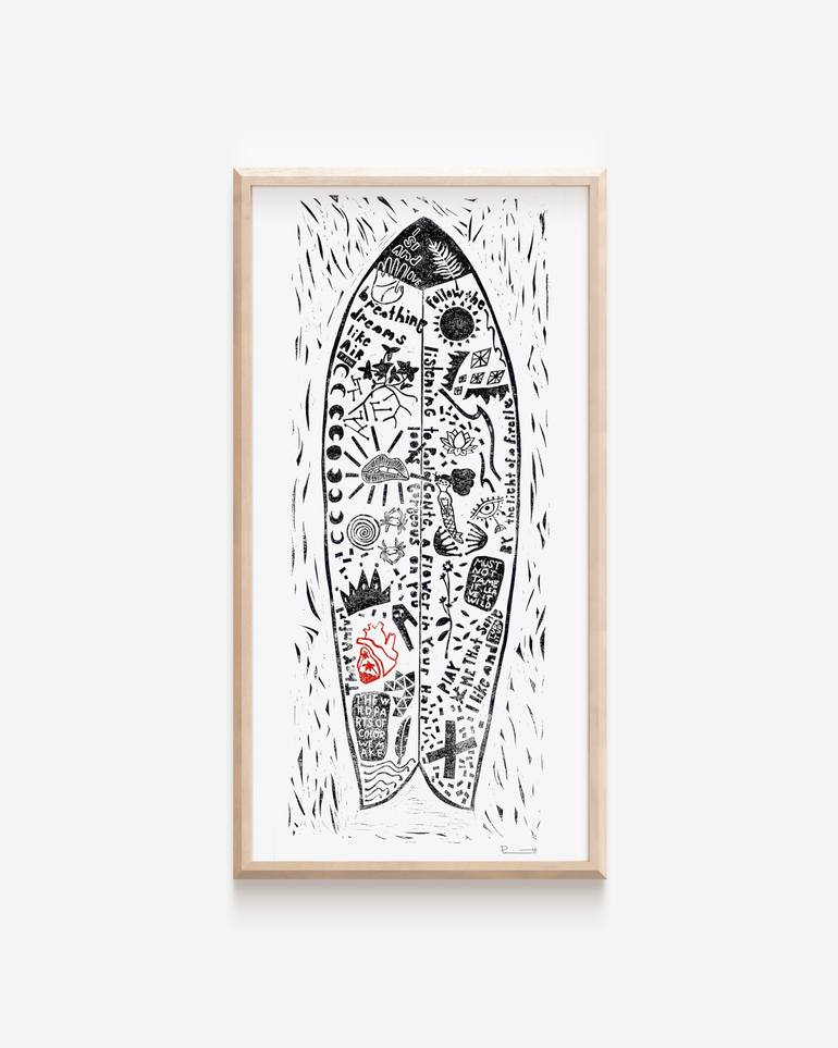 Original Illustration Beach Printmaking by Valerie Perreault