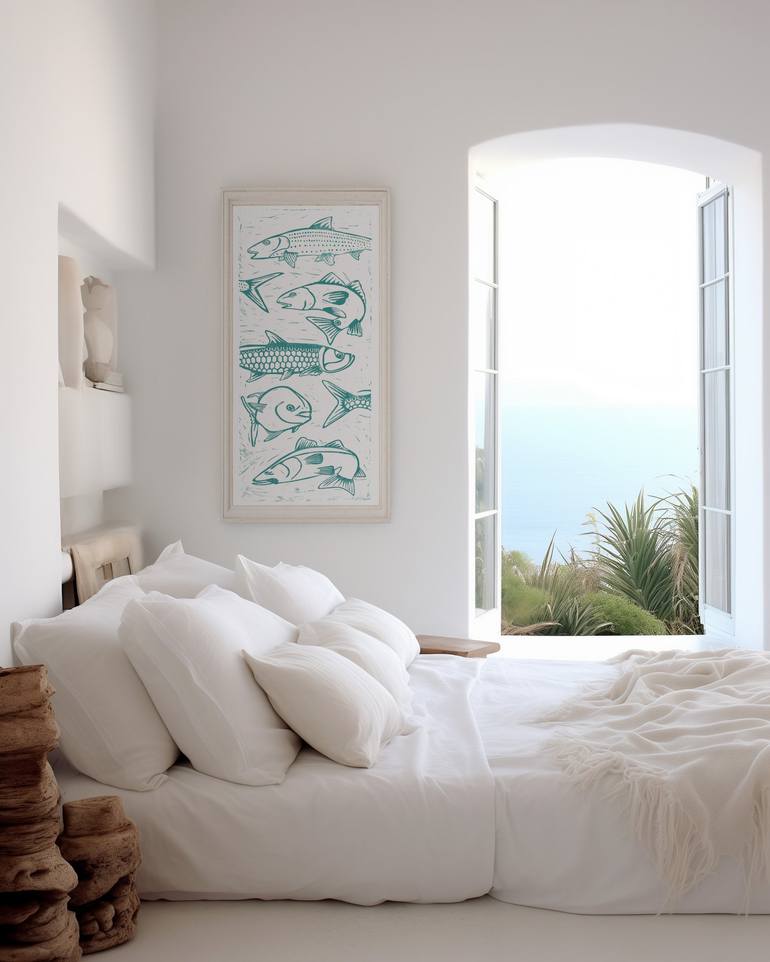 Original Illustration Fish Printmaking by Valerie Perreault