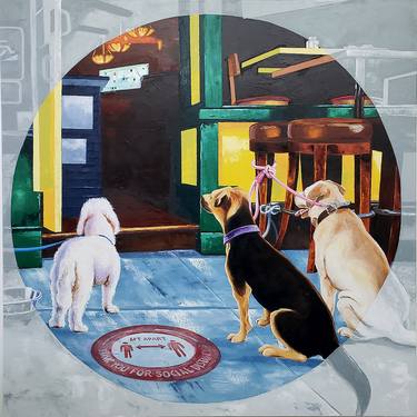 Original Dogs Painting by Rapheal Crump