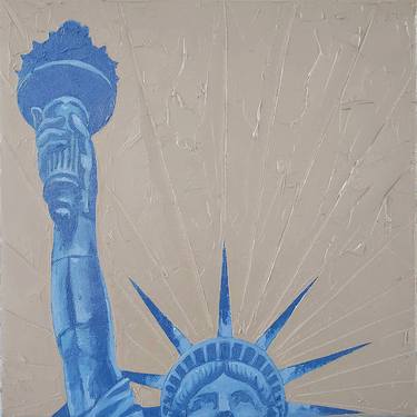 Saatchi Art Artist Rapheal Crump; Paintings, “Give Us Liberty - Metallic Sand and Slate Blue” #art