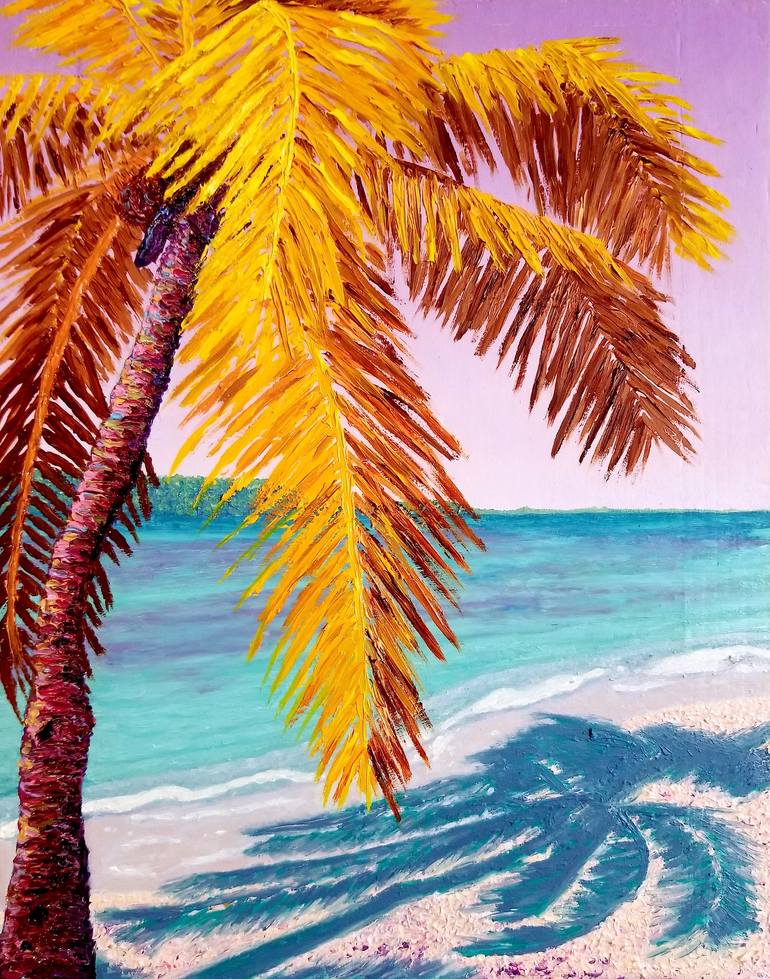 A Palm Tree in Cayo Sombrero Painting by Jose F Jimenez | Saatchi Art