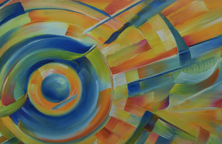 Original Abstract Expressionism Geometric Painting by Alexander Fomin