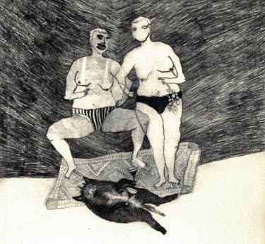 Original Modern People Printmaking by Simona Bagdonaite Gubiniene