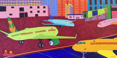 Print of Modern Airplane Paintings by Sue Graef