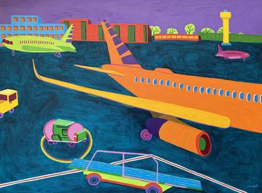 Original Modern Airplane Paintings by Sue Graef