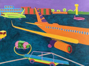 Original Modern Airplane Paintings by Sue Graef