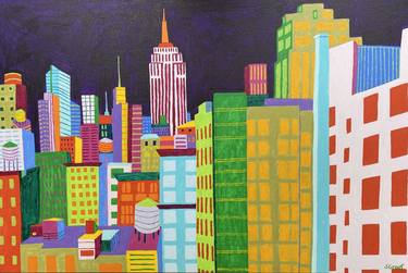 Original Contemporary Cities Painting by Sue Graef