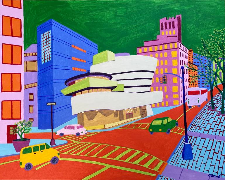 Original Architecture Painting by Sue Graef | Expressionism Art on Canvas | 88th and 5th Avenue