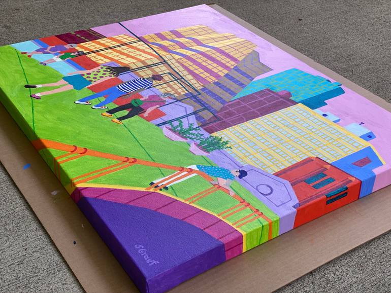 Original Contemporary Cities Painting by Sue Graef