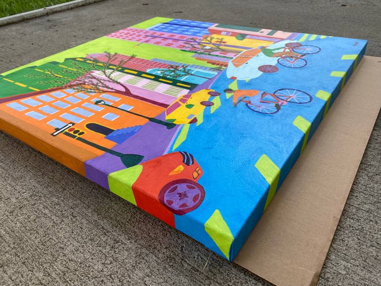 Original Contemporary Cities Painting by Sue Graef