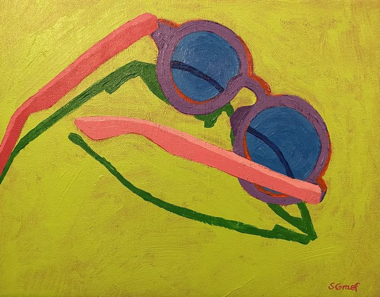 Glasses on Green Painting by Sue Graef | 