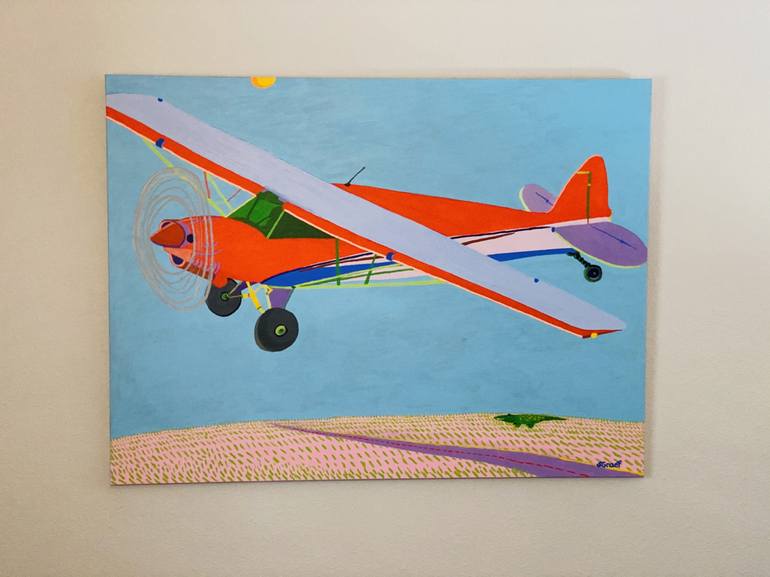 Original Figurative Airplane Painting by Sue Graef