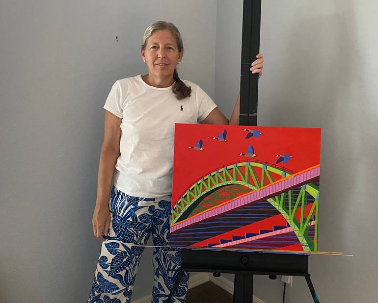 Original Expressionism Architecture Painting by Sue Graef