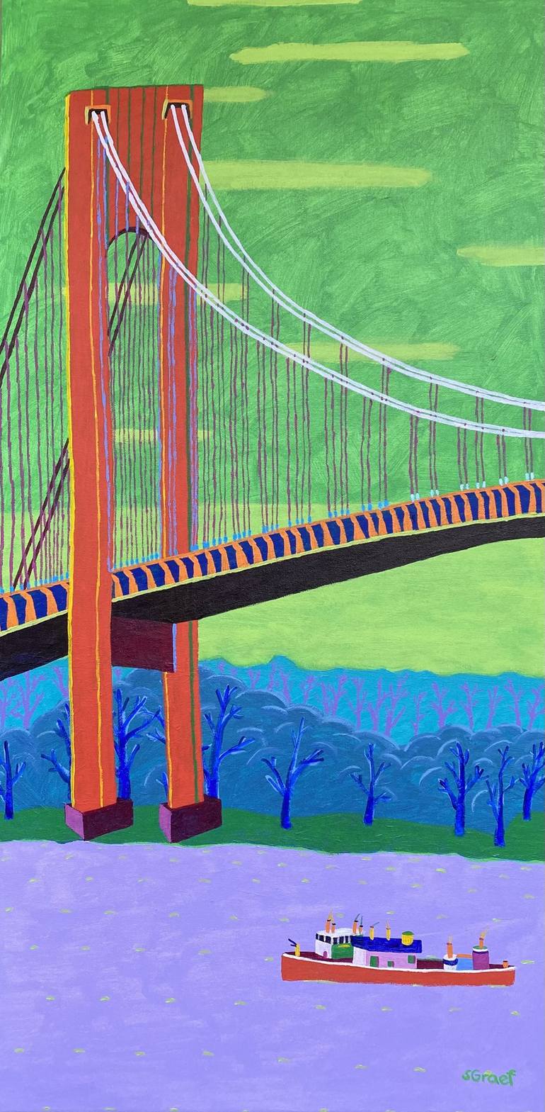 Verrazzano-Narrows Bridge Painting by Sue Graef | Saatchi Art