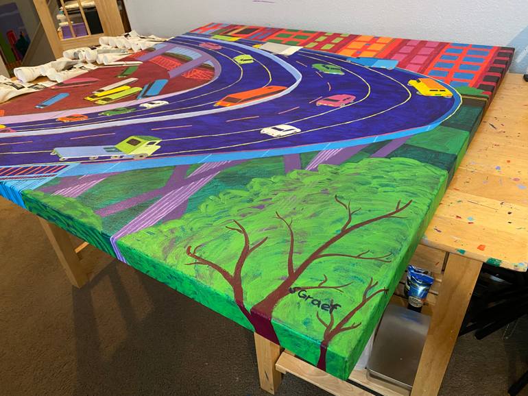 Original Expressionism Cities Painting by Sue Graef