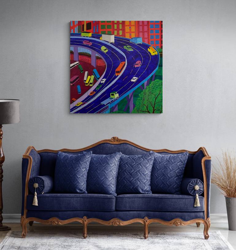 Original Expressionism Cities Painting by Sue Graef
