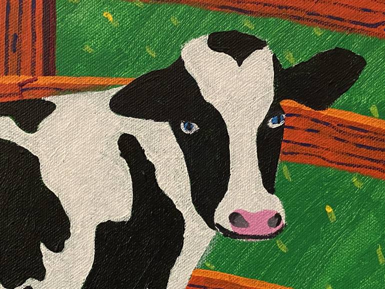 Original Cows Painting by Sue Graef