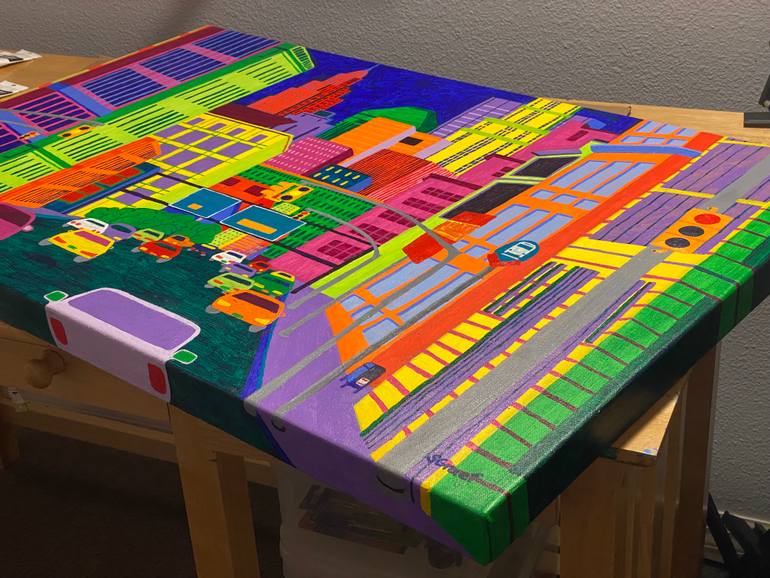 Original Expressionism Cities Painting by Sue Graef