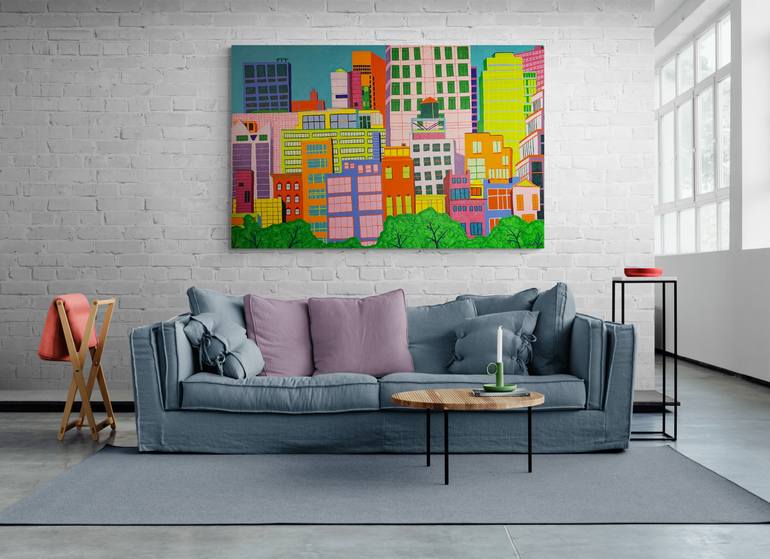 Original Expressionism Cities Painting by Sue Graef