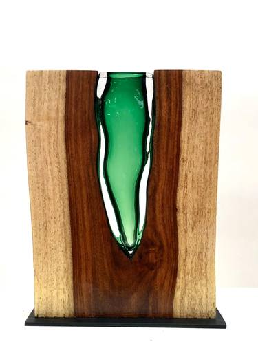 Indian Rosewood with Emerald Glass Hand Blown thumb