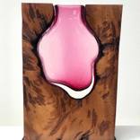 Ruby Glass with Monkey Pod Wood Sculpture by Scott Slagerman by scott slagerman