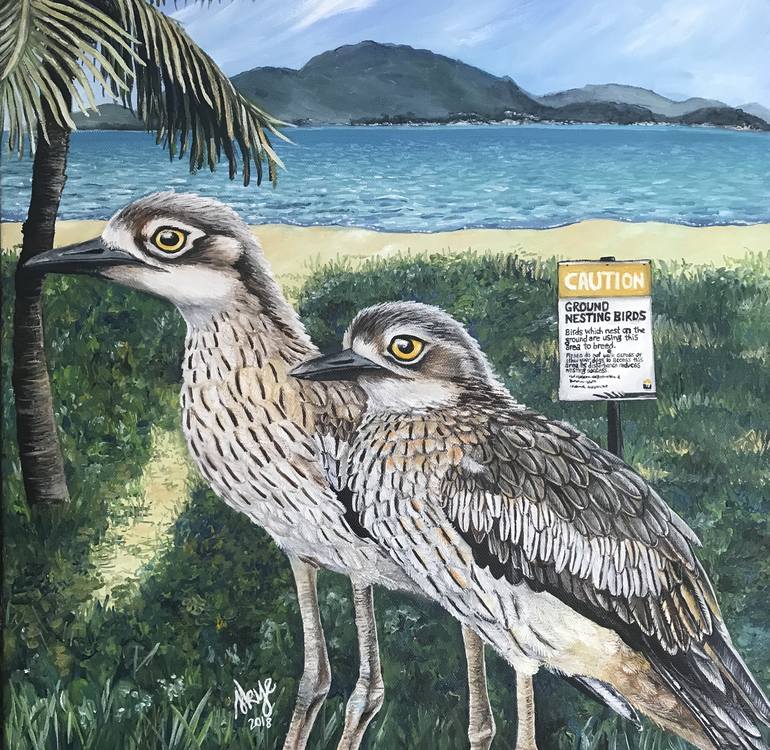 Curlews of Townsville Strand Painting by Skye Carroll | Saatchi Art