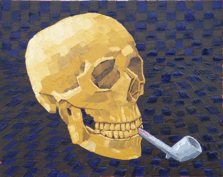 skull with cigarette painting Head of a Skeleton a Burning by Vincent Van Gogh During his time at art school 11. Skull with Pipe 2017