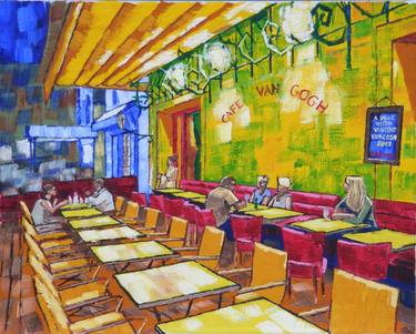 30 The Cafe Terrace on the Place du Forum, Arles, at Night 2017 by Anthony D. Padgett (after Van Gogh Arles 1888) thumb