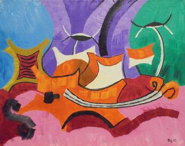 Still Life with Bass Guitar - after Picasso's 1922 Still Life with Guitar - thumb