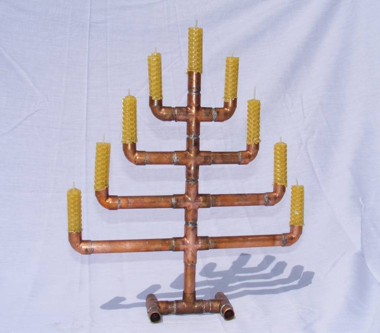 Manchester Menorah (with beeswax candles) - Print