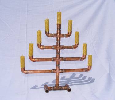 Manchester Menorah (with beeswax candles) thumb