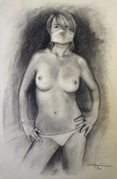 Original Figurative Nude Drawings by Endre Száraz