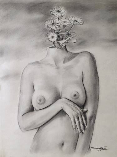 Print of Surrealism Nude Drawings by Endre Száraz