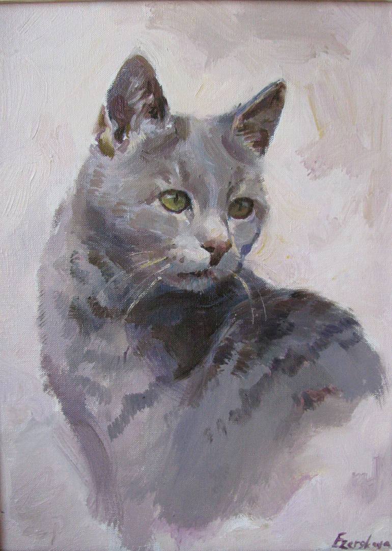 Cat Painting by Nina Ezerskaya | Saatchi Art