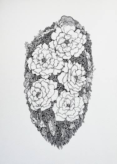 Original Floral Drawings by Li Ching Heng