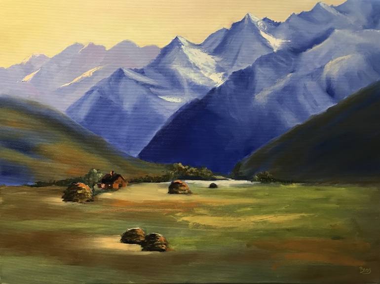 Saatchi mountains Berge/Blue Art Blaue by | Ostermann Birthe Painting