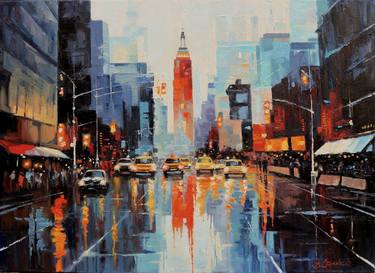 Original Abstract Cities Paintings by Baiba Limane