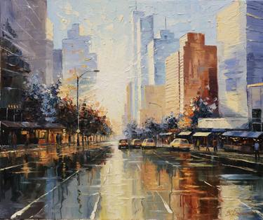 Original Post-impressionism Cities Painting by Baiba Limane