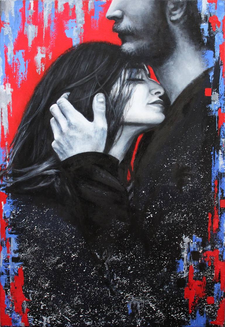 Hug, Embrace, Love, Tenderness. Painting by Kateryna Kariukova