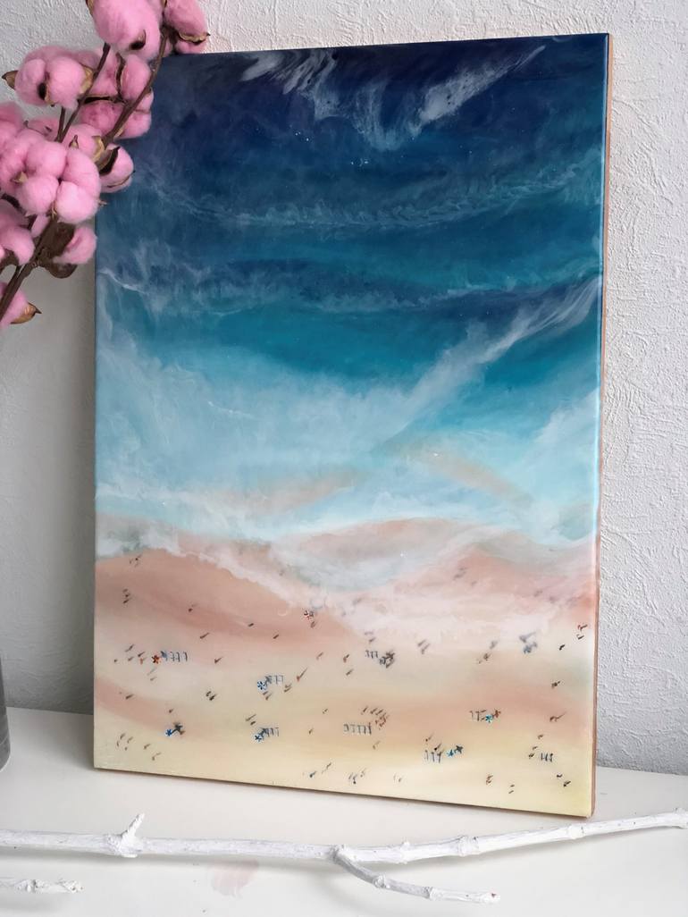 Original Abstract Beach Painting by Katty Bo