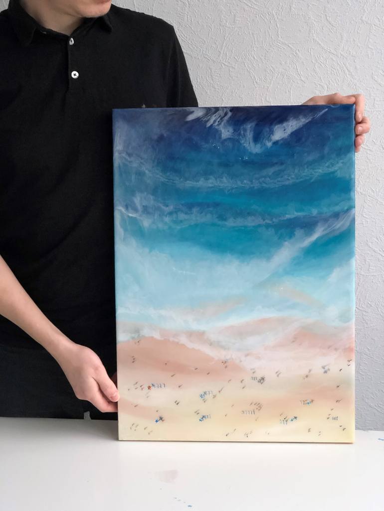 Original Abstract Beach Painting by Katty Bo