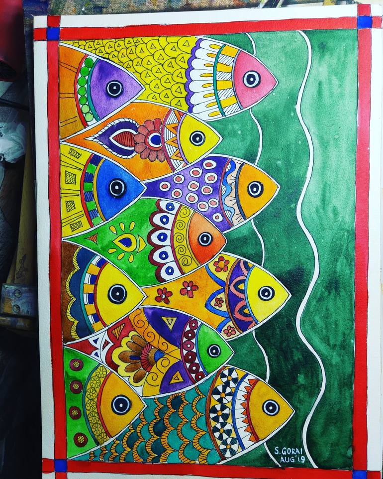 madhubani painting watercolor