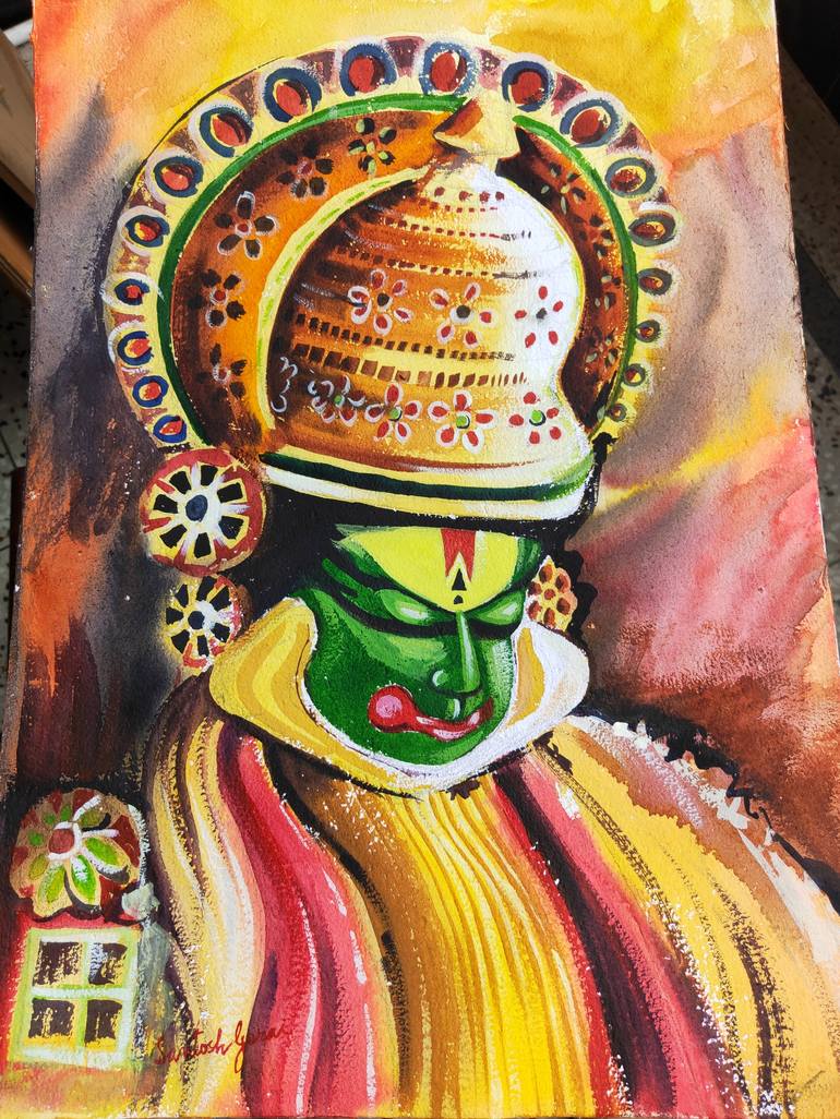 WATERCOLOR PAINTING OF INDIAN CLASSICAL DANCE KATHAKALI. Painting ...